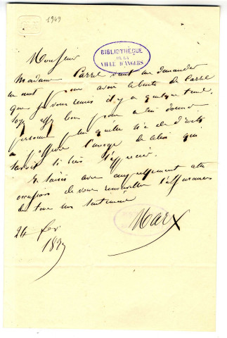 Correspondance de Marx [à Pierre-Jean David d'Angers]