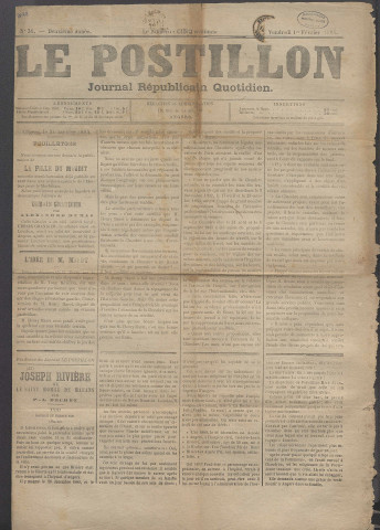 Le postillon. 1er fév. 1884 (2e année, n° 31)