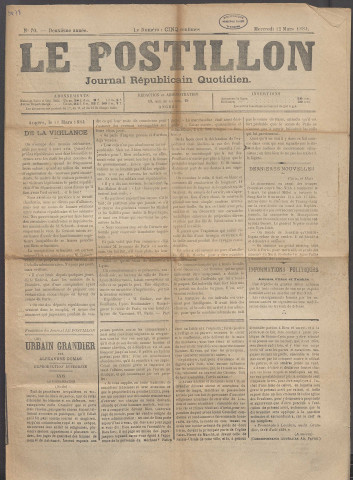 Le postillon. 12 mars 1884 (2e année, n° 70)