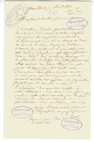 Correspondance de Vicat, inspecteur général des Ponts et Chaussées à Pierre-Jean David d'Angers