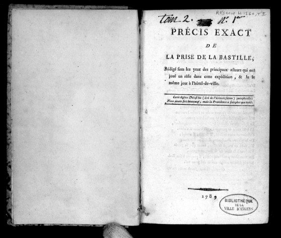 Précis exact sur la prise de la Bastille