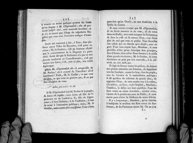 Réponse à Mgr le commandant du château ou au geôlier des cachots des isles de Sainte-Marguerite, sur M. d'Esprémesnil et sur les Etats-Généraux