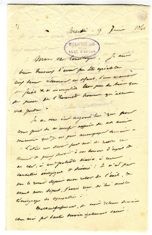 Correspondance de Armand Marrast [à Pierre-Jean David d'Angers]