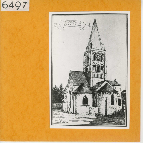 Chemillé : Eglise Saint-Pierre (Atlas Célestin Port, planche 39, gravure)