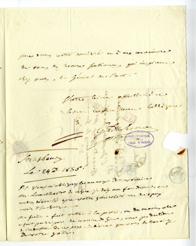 Correspondance de G. Duvernoy avec Pierre-Jean David d'Angers