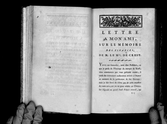 Lettre à mon ami sur le mémoire des finances de M. le marquis de Crest, par M. le m. de ***