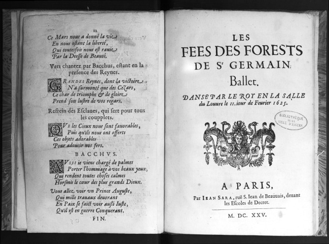 Les fées des forests de St-Germain. Ballet dansé par le roy en la salle du Louvre, le II. jour de février 1625.