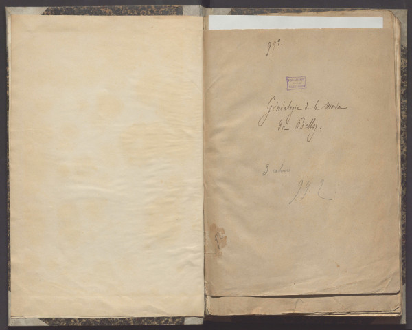 "Généalogie de la maison du Bellay, tirée du cabinet de feu M. Le Laboureur, copiée sur un original escrit de sa propre main. Lebreton"