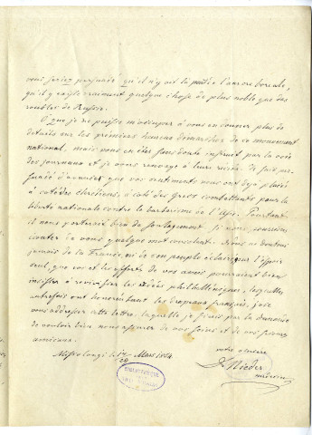 Correspondance du docteur Nieder avec Pierre-Jean David d'Angers