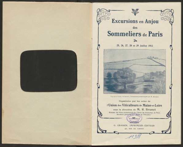 Excursions en Anjou des sommeliers de Paris, 25, 26, 27, 28 et 29 juillet 1913