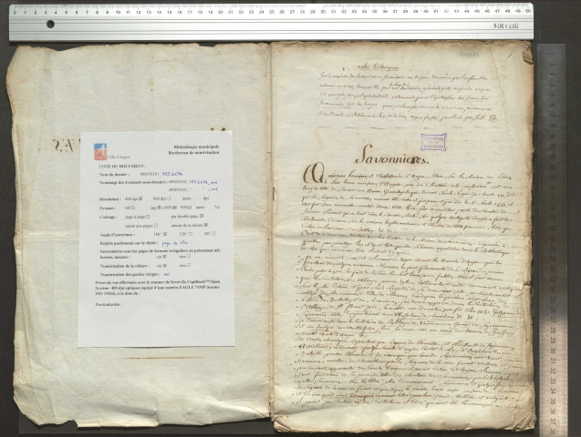 « Notes historiques et généalogiques sur la maison de Savonnières. » Copie faite par Audouys en 1780