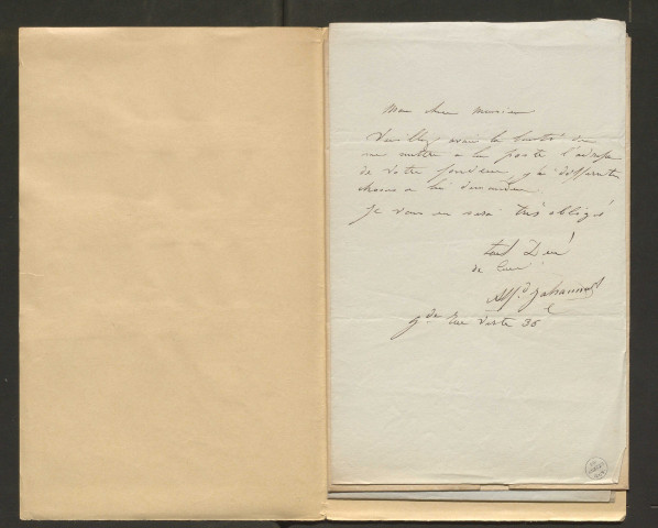 Correspondance passive de Pierre-Jean David d'Angers provenant de la collection d'André Bruel. Dossier 5, Lettres autographes d'Alfred Johannot, du Comte Turpin de Crissé et de Ch. M. Bouton à David d'Angers