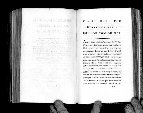 Projet de lettre aux Etats-Généraux sous le nom du roi