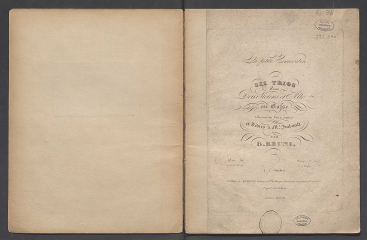 La petite conversation. Six trios pour deux violons et alto ou basse divisés en deux suites et dédiés à Mr Imbault