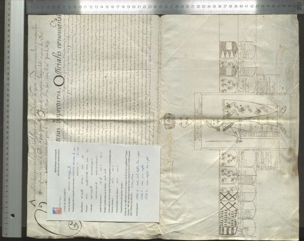 Antian titre en latin pris sur l'original, fort abbregé servant d'applacement de Doire, et autres convensions bien remarquables que se faisoient un seig.r de Sillié et Dame Petronille de Pequigné son espouse, lors que ledict seigneur de Sillié proposoit se croiser pour faire le voyage de la Terre S.te en l'an, 1268, le .10e, jour de may