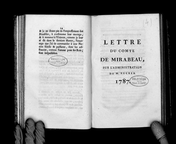 Lettre du comte de Mirabeau sur l'administration de M. Necker, 1787