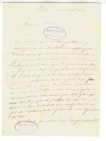 Correspondance de Jean Reboul adressée à Pierre Jean David d'Angers et son épouse