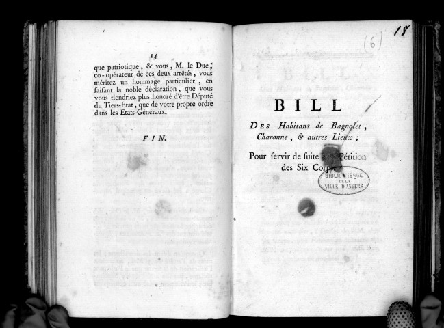 Bill des habitants de Bagnolet, Charonne et autres lieux, pour servir de suite à la pétition des six corps