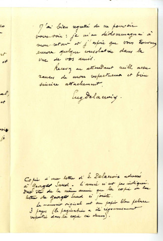 Lettre d'Eugène Delacroix à George Sand