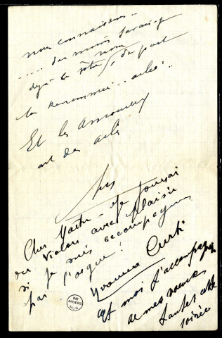 Lettre de Mona Païva à Jean Huré