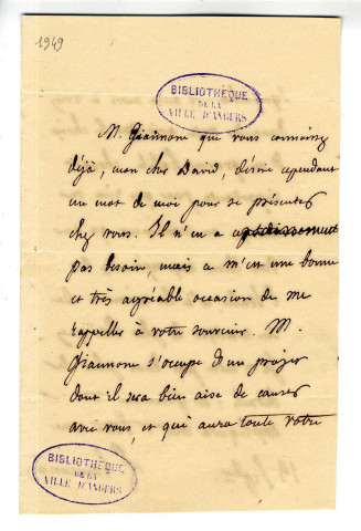 Correspondance de La Mennais [à Pierre-Jean David d'Angers]