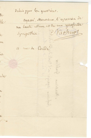 Correspondance de Vacherot [à Gubler]