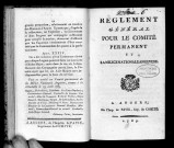 Règlement général pour le comité permanent et la milice nationale angevine