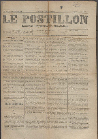 Le postillon. 3 avril 1884 (2e année, n° 92)