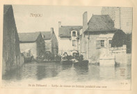 M-L 45 Anjou. Ile de Béhuard. Sortie de messe en bateau pendant une crue