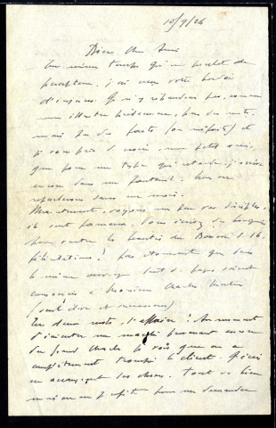 Lettres d'Auguste Convers, directeur de la Manufacture d'orgues Aristide Cavaillé-Coll à Jean Huré