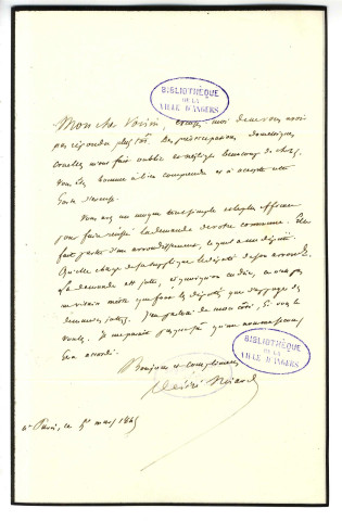 Correspondance de Désiré Nisard avec Pierre-Jean David d'Angers