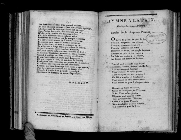 Discours pour la fête de la reconnaissance, dédié aux autorités constituées d'Angers.