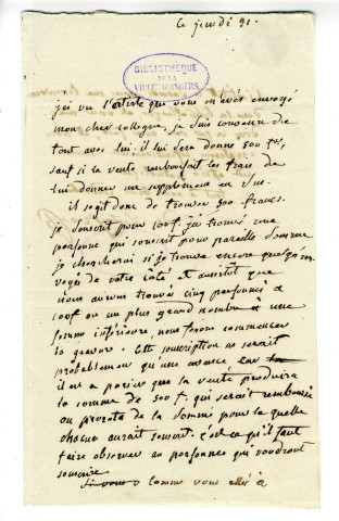 Correspondance de Ch. de Lasteyrie [à Pierre-Jean David d'Angers]
