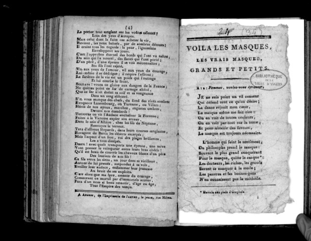 Voilà les masques, les vrais masques, grands et petits. Air : Femmes, voulez-vous éprouver.