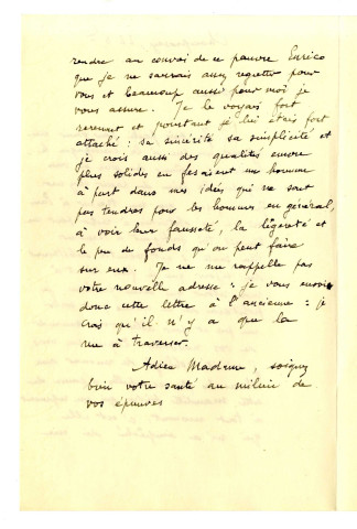Lettre d'Eugène Delacroix à George Sand