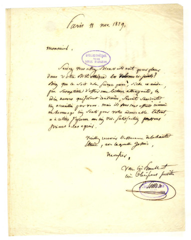 Correspondance de P. Lesson [à Pierre-Jean David d'Angers]