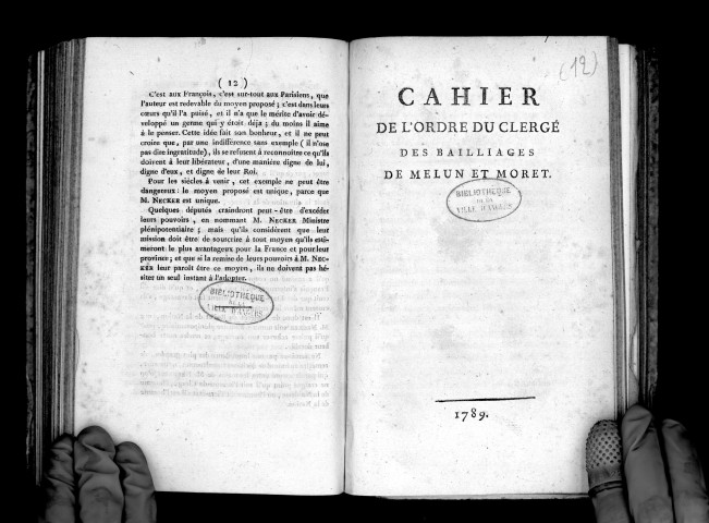 Cahier de l'ordre du clergé des bailliages de melun et de Moret