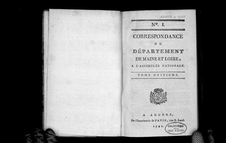 Correspondance du département de Maine-et-Loire, à l'Assemblée Nationale. Tome huitième