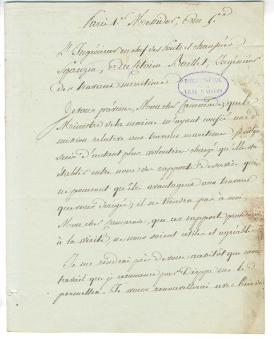 Correspondance de Joseph Mathieu Sganzin, inspecteur général des Ponts et Chaussées [à Baillet, ingénieur]
