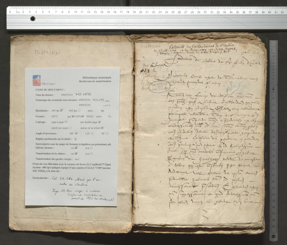 Recueil de chartes et de notes pour servir à l'histoire ecclésiastique d'Anjou, formé par Jean Hiret