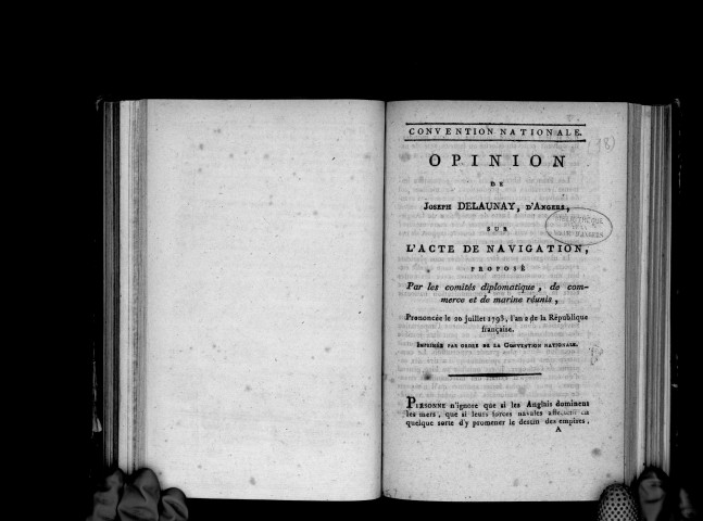 Opinion de Delaunay, d'Angers, sur l'acte de navigation, prononcée le 20 juillet 1793