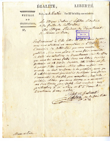 Lefebvre (Jean-Laurent), directeur de la Feuille du cultivateur