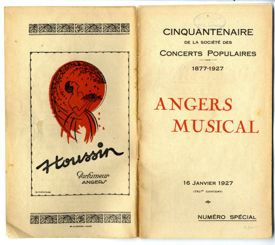 Angers revue. Numéro spécial. Cinquantenaire de la Société des concerts populaires