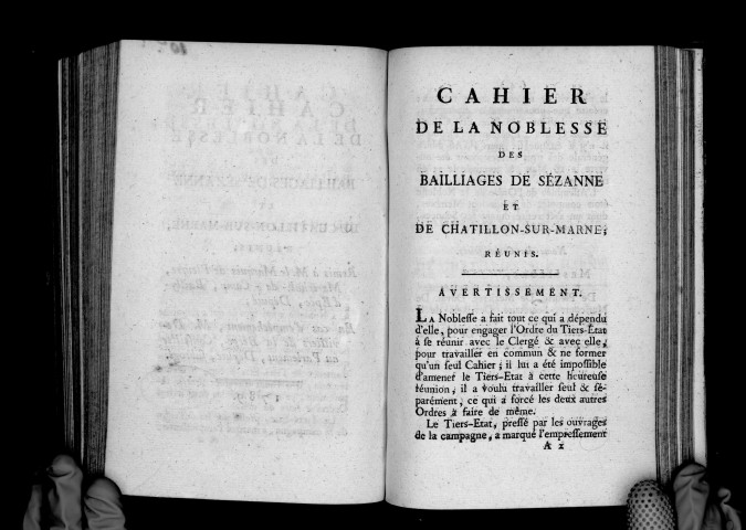 Cahier de la noblesse des bailliages de Sézanne et de Châtillon-sur-Marne