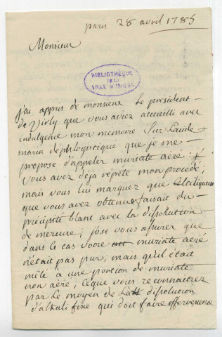 Correspondance de Claude-Louis Berthollet, chimiste [à Lakanal]