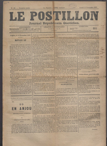 Le postillon. 19 nov. 1883 (1re année, n° 28)