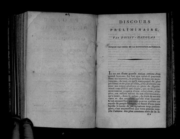 Projet de constitution pour la République française et discours préliminaire par Boissy-d'Anglas. Séance du 5 messidor an III