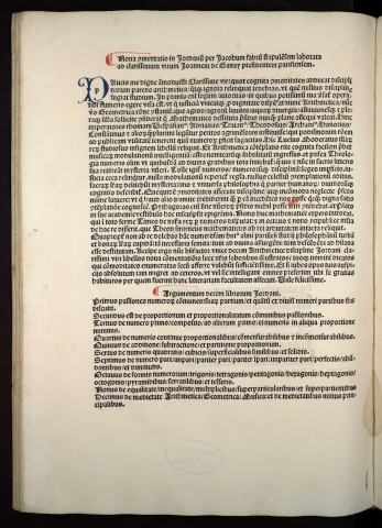 In hoc opere contenta. Jordani Nemorarii arithmetica, decem libris demonstrata (cum demonstrationibus Jacobi Fabri Stapul.). Jacobi Fabri Stapulensis musica, libris quatuor demonstrata. Ejusdem epitome in libros arithmeticos divi Severini Boethii. Ejusdem rithmimachie ludus, qui et pugna numerorum appellatur