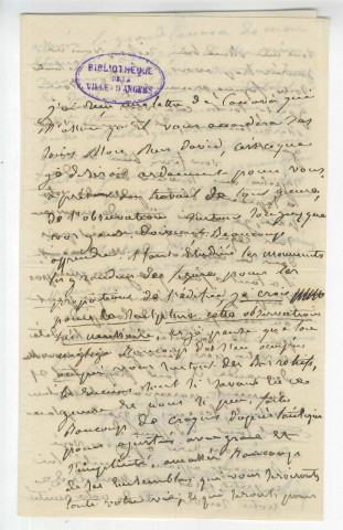 Correspondance de Emilie Benoit [à Pierre-Jean David d'Angers]