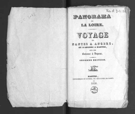 Panorama de la Loire. Voyage de Nantes à Angers et d'Angers à Nantes sur les bateaux à vapeur